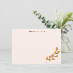 Personalised Boho Earthy Vine Custom Wedding Names Thank You Card