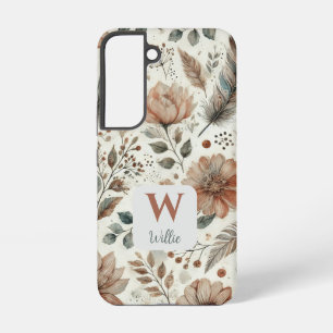 Personalised Boho Floral Monogram and Name Samsung Galaxy Case
