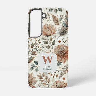 Personalised Boho Floral Monogram and Name Samsung Galaxy Case
