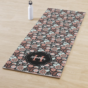 Personalised Boho Floral Pattern Yoga Mat
