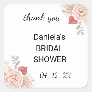 Personalised Boho Florals thank you Square Sticker