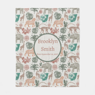 Personalised Boho Jungle Safari  Fleece Blanket