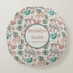Personalised Boho Jungle Safari Round Cushion