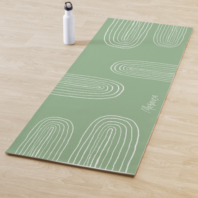 Personalised Boho Mid Century Chic Rainbow Yoga Mat (In Situ)