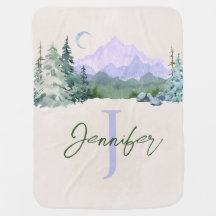 Personalised BOHO Mountain Name Baby Blanket