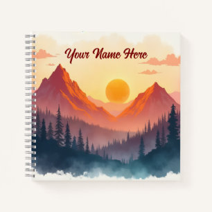 Personalised Boho Mountains at Sunrise Notebook