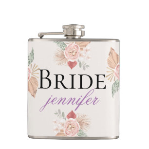 Personalised Boho Multicolor Floral Colour  Hip Flask