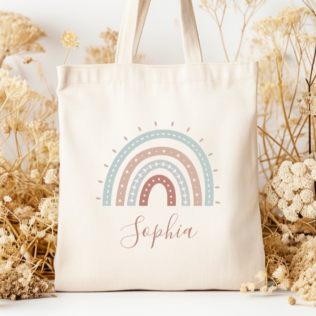 Personalised Boho Muted Pastel Earth Tones Tote Bag (Creator Uploaded)