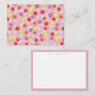 Personalised Boho Pink Modern Floral pattern Card