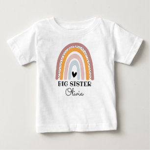 Personalised Boho Rainbow Big Sister Baby T-Shirt