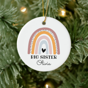 Personalised Boho Rainbow Big Sister Ceramic Ornament