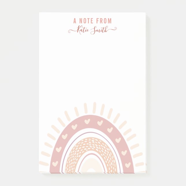 Personalised Boho Rainbow Calligraphy Teacher Post-it Notes (Front)