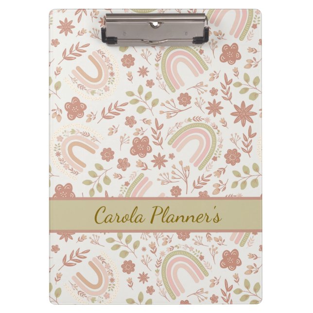 Personalised Boho Rainbow  Clipboard (Front)