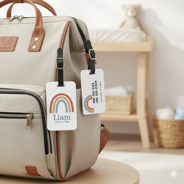 Personalised Boho Rainbow Diaper Bag Tag (Creator Uploaded)
