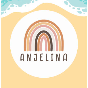 Personalised Boho Rainbow Kids Name Sticker for Sc