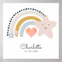 Personalised Boho Rainbow Name Date Of Birth 