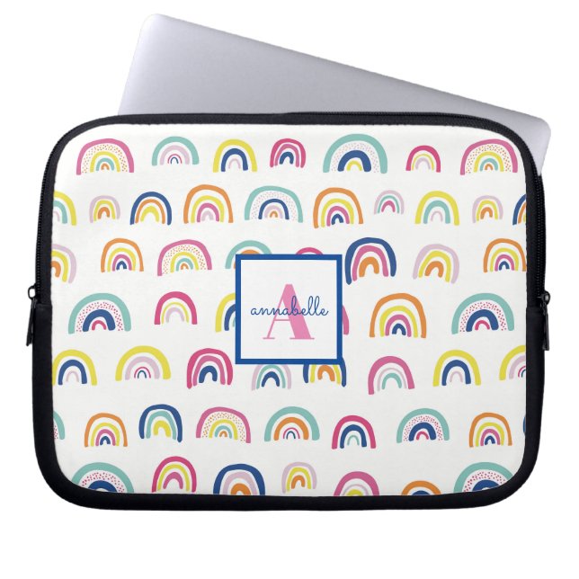 Personalised Boho Rainbow Pattern Laptop Sleeve (Front)