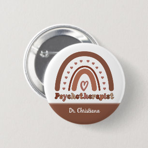Personalised Boho Rainbow Psychotherapist 6 Cm Round Badge