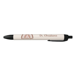 Personalised Boho Rainbow Psychotherapist  Black Ink Pen