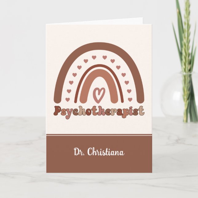 Personalised Boho Rainbow Psychotherapist  Card (Front)