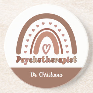Personalised Boho Rainbow Psychotherapist Coaster