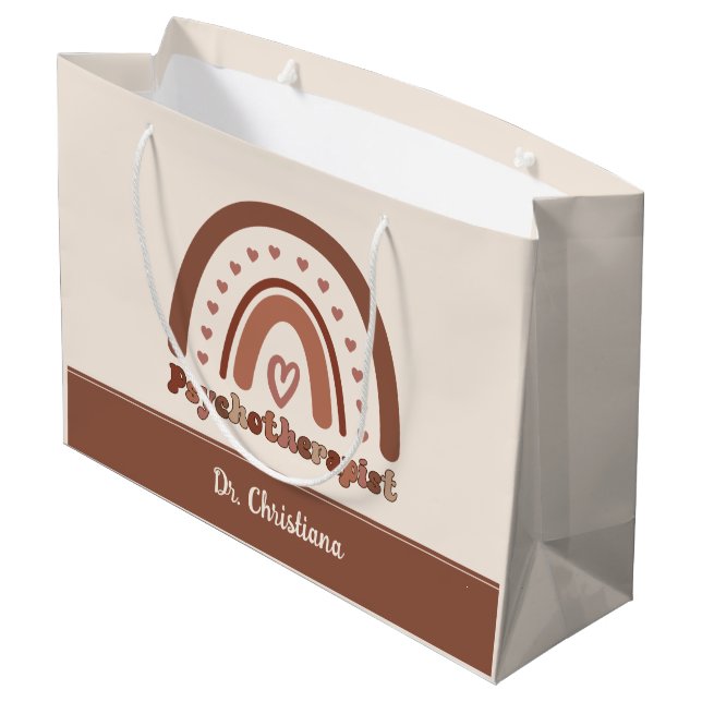 Personalised Boho Rainbow Psychotherapist  Large Gift Bag (Back Angled)