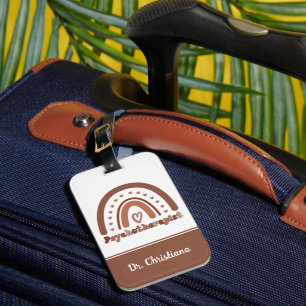 Personalised Boho Rainbow Psychotherapist  Luggage Tag