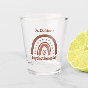 Personalised Boho Rainbow Psychotherapist Shot Glass