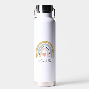 Personalised Boho Rainbow Watercolor Water Bottle