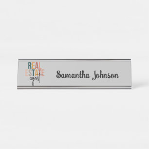 Personalised Boho Real Estate Agent Gift Desk Name Plate