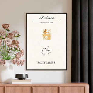 Personalised Boho Sagittarius Zodiac Constellation Poster