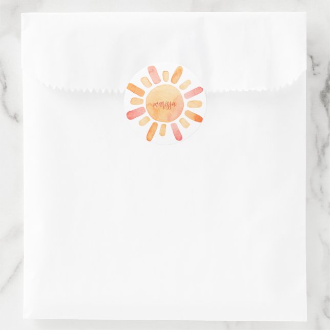 Personalised Boho Sun And Rays  Classic Round Sticker (Bag)