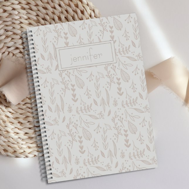 Personalised Boho Taupe Fun Cute Leaf Journal  (Creator Uploaded)