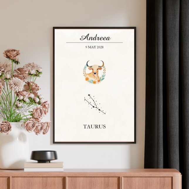 Personalised Boho Taurus Zodiac Constellation Poster (Creator Uploaded)