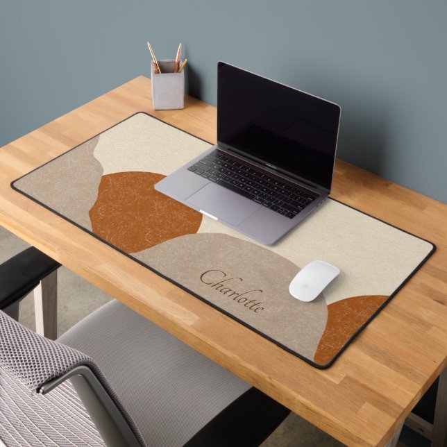Personalised Boho Terracotta Sand Abstract  Desk Mat (Office 2)