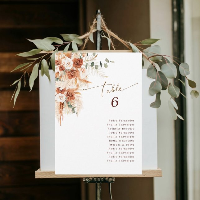 Personalised Boho Terracotta wedding table number  (Creator Uploaded)
