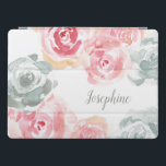 Personalised Boho Watercolor Flower Painting iPad Pro Cover<br><div class="desc">Personalise this tablet cover featuring my boho style watercolor flower blossoms. Roses in greys and soft blush pinks hues. Protect your tablet with a unique and chic design.</div>