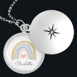 Personalised Boho Watercolor Rainbow Locket Necklace<br><div class="desc">A cute boho watercolor rainbow locket necklace for a girl. A perfect birthday present for your daughter or grand daughter.</div>
