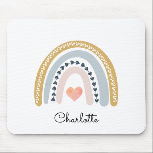 Personalised Boho Watercolor Rainbow Mouse Pad