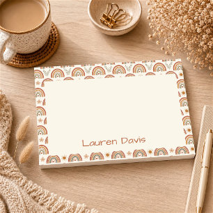 Personalised Boho Watercolor Rainbow Post-it Notes