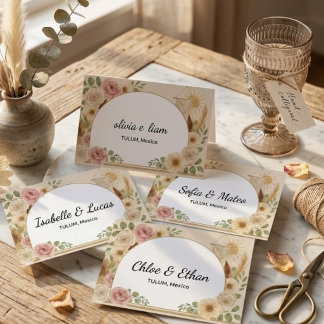 Personalised Boho Wedding Flat Place Cards