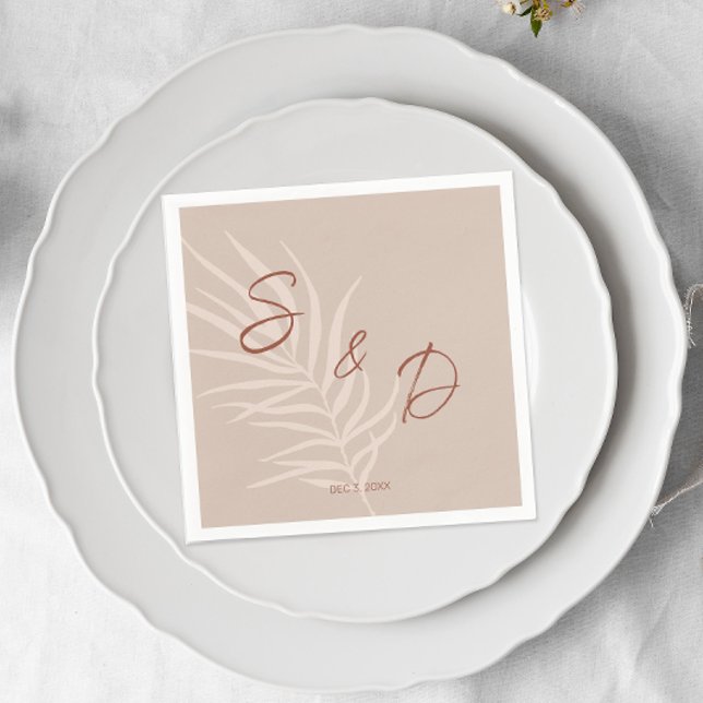 Personalised Boho Wedding Napkin (Monogrammed Boho Terracotta Napkins)