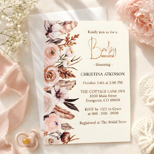 Personalised Boho Wildflower Baby Girl Shower Invitation