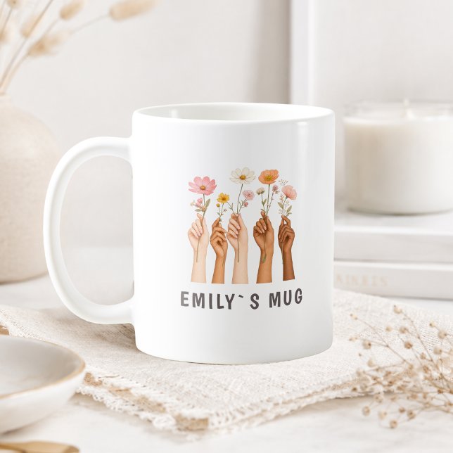 Personalised Boho Wildflower Mug with Name  (Personalized Boho Wildflower Mug with Name)