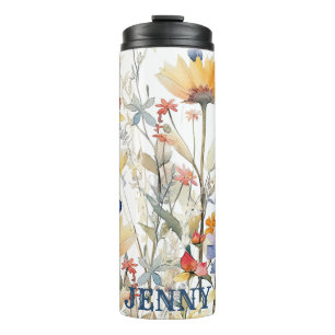 Personalised Boho Wildflowers Thermal Tumbler