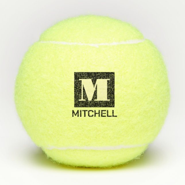 Personalised Bold Initial Letter Monogram Name Tennis Balls (Front)