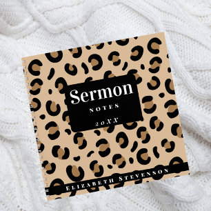 Personalised Bold Leopard Print Sermon Notes  Notebook