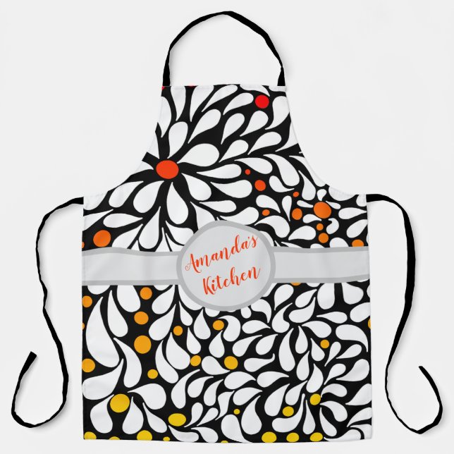 Personalised Bold modern flowers warm ombre print  Apron (Front)