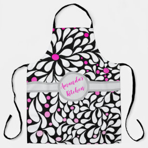 Personalised Bold modern flowers with pink ombre Apron