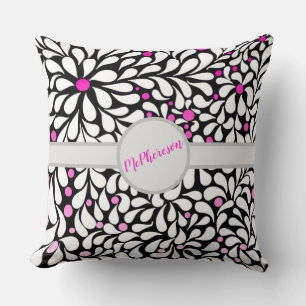 Personalised Bold modern flowers with pink ombre Cushion